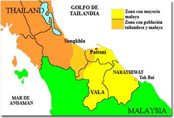 mapa de tailandia señalando zonas etnicas