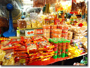 golosinas asiaticas en el Mercado de Chatuchak