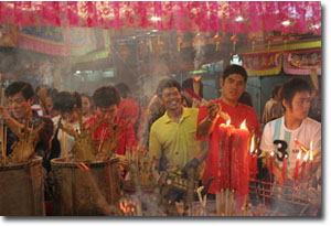 En el barrio chino de Bangkok en Año Nuevo