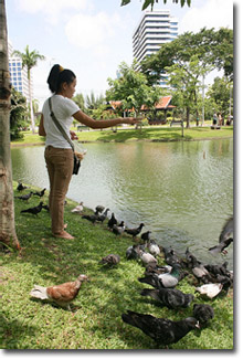 lago en el Parque Lumphini en Bangkok