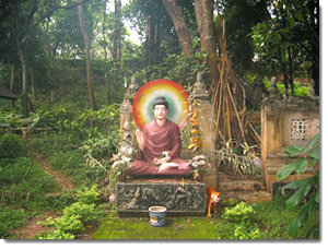 en el jardin del templo Wat Umong