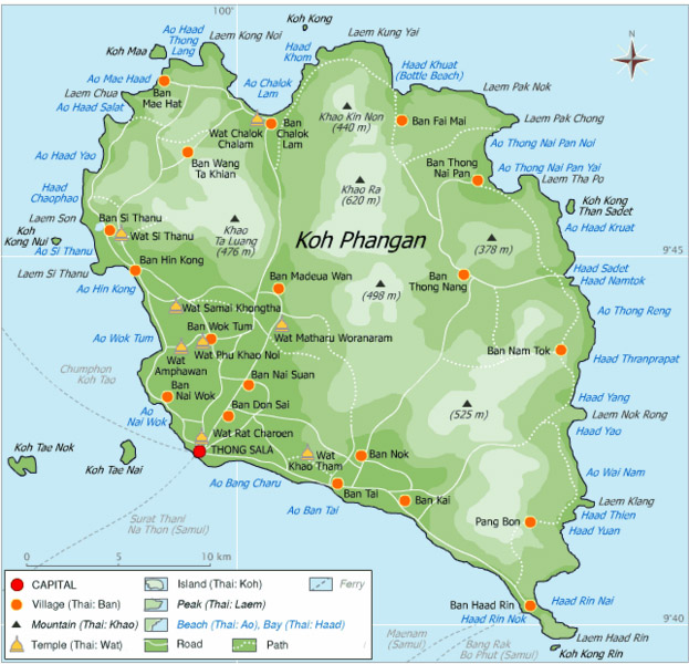 Mapa de Ko Pha Ngan