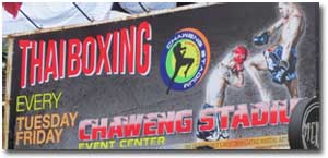 cartel anunciando Thai Boxing en Ko Samui