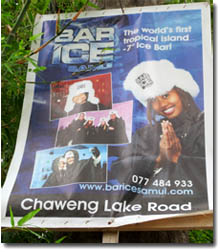 Publicidad del bar del hielo en Ko Samui