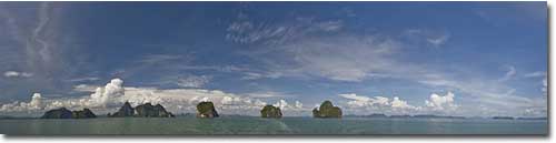 panoramica de islotes en Phang Nga