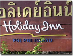 anuncio de un hotel en Phi Phi