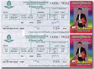 Tickets del transporte de Bangkok a Surat Thani