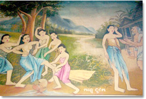 Mural de Vessantara Jataka en el templo Wat Phnom