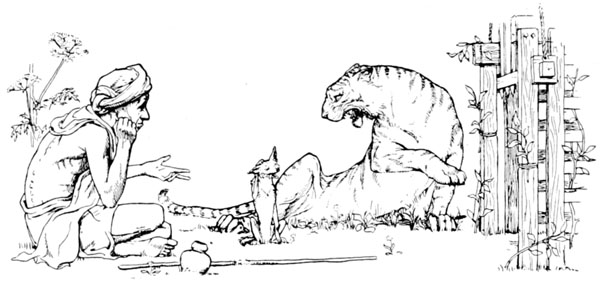 Ilustración del la historia El Tigre, el Brahmin y el Chacal